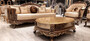 Casa Padrino Luxus Barock Wohnzimmer Set Gold / Braun / Gold - 2 Barock Sofas & 2 Barock Sessel & 1 Barock Couchtisch - Luxus Wohnzimmer M�bel im Barockstil - Barock M�bel - Edel & Prunkvoll