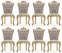 Casa Padrino Luxus Barock Esszimmer Stuhl 8er Set Grau / Gold - Prunkvolle Barockstil K�chen St�hle - Luxus Esszimmer M�bel im Barockstil - Barock Esszimmer M�bel - Barockstil M�bel