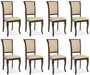Casa Padrino Jugendstil Esszimmer Stuhl 8er Set Creme / Dunkelbraun 44 x 44 x H. 96 cm - Elegante Massivholz K�chen St�hle - Barock & Jugendstil Esszimmer M�bel