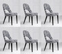 Casa Padrino Luxus Art Deco Esszimmer Stuhl 6er Set Wei� / Grau / Schwarz 49 x 61 x H. 89 cm - Art Deco K�chenst�hle mit Muster - Esszimmer M�bel - Luxus M�bel - Art Deco M�bel - Luxus Einrichtung