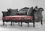 Casa Padrino Luxus Barock Sofa Grau / Rot / Antik Schwarz - Prunkvolles Barockstil Wohnzimmer Sofa - Luxus Wohnzimmer M�bel im Barockstil - Barock M�bel - Edel & Prunkvoll