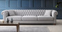 Casa Padrino Luxus Chesterfield Sofa Grau / Braun 300 x 100 x H. 77 cm - Wohnzimmer Sofa - Hotel Sofa - Wohnzimmer M�bel - Chesterfield M�bel - Luxus M�bel - Luxus Einrichtung
