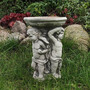 Casa Padrino Jugendstil Vogeltr�nke Engel Grau H. 27 cm - Garten Deko Stein Vogelbad - Jugendstil Garten & Terrassen Deko Accessoires - Gartenm�bel im Jugendstil