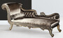 Casa Padrino Luxus Barock Chaiselongue Silber / Silber Gold - Prunkvolle Massivholz Recamiere - Luxus Wohnzimmer M�bel im Barockstil - Luxus Qualit�t - Made in Italy