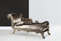 Casa Padrino Luxus Barock Chaiselongue Silber / Silber Gold - Prunkvolle Massivholz Recamiere - Luxus Wohnzimmer M�bel im Barockstil - Luxus Qualit�t - Made in Italy
