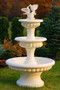 Casa Padrino Barock Springbrunnen mit 2 dekorativen Tauben Sandfarben  120 x H. 186 cm - Prunkvoller Gartenbrunnen im Barockstil - Runder Gartendeko Stein Brunnen - Barock Garten Deko Accessoires 