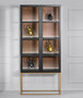 Casa Padrino Luxus Vitrine mit LED Beleuchtung Matt Schwarz / Messing / Matt Cognac 90 x 40 x H. 200 cm - Beleuchteter Massivholz Vitrinenschrank mit 2 Glast�ren - Wohnzimmer M�bel - Luxus M�bel