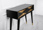 Casa Padrino Luxus Konsole Matt Schwarz / Antik Gold / Gold 100 x 35 x H. 80 cm - Verspiegelter Massivholz Konsolentisch mit 2 Schubladen - Luxus M�bel - Luxus Einrichtung