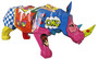 Casa Padrino Luxus Designer XXL Deko Skulptur Nashorn Bunt 180 x H. 80 cm - Riesige Garten XXL Deko Figur - XXL Deko Skulpturen - XXL Deko Figuren - XXL Tierfiguren - XXL Garten Deko 