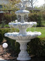 Casa Padrino Barock Springbrunnen mit 2 dekorativen Tauben Grau  129 x H. 195 cm - Prunkvoller Gartenbrunnen im Barockstil - Runder Gartendeko Stein Brunnen - Barock Garten Deko Accessoires