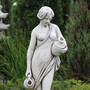 Casa Padrino Jugendstil Wasserspeier Skulptur Frau mit Kr�gen Grau H. 140 cm - Elegante Wasserspeier Stein Figur - Barock & Jugendstil Garten Deko Accessoires