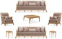 Casa Padrino Luxus Barock Wohnzimmer Set Braun / Gold - 2 Sofas & 2 Sessel & 1 Couchtisch & 2 Beistelltische - Handgefertigte Luxus Wohnzimmer M�bel im Barockstil - Edel & Prunkvoll