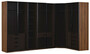 Casa Padrino Luxus Eck Kleiderschrank Braun / Schwarz 345 x 195 x H. 220 cm - Massivholz Schlafzimmerschrank mit 8 Glast�ren und LED Beleuchtung - Schlafzimmer M�bel - Hotel M�bel - Luxus M�bel