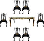 Pomp��s by Casa Padrino Barock Luxus Esszimmer Set Schwarz / Gold - Pomp��ser Barock Esstisch mit Glasplatte und 6 Barock Esszimmerst�hle designed by Harald Gl��ckler - Barock M�bel