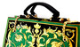 Pomp��s by Casa Padrino Damen Luxus Handtaschen Set Baroque Flowers mit Krone und Strass Steine Gr�n / Schwarz / Gold - Pomp��se Damen Handtaschen designed by Harald Gl��ckler