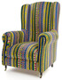 Casa Padrino Luxus Samt Sessel mit Streifen Mehrfarbig / Schwarz / Messing 82 x 93 x H. 101 cm - Wohnzimmer Sessel - Hotel Sessel - Wohnzimmer M�bel - Hotel M�bel - Luxus M�bel - Luxus Einrichtung