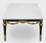 Casa Padrino Luxus Barock Couchtisch mit Marmorplatte Wei� / Dunkelbraun / Gold - Rechteckger Wohnzimmertisch im Barockstil - Barock M�bel - Edel & Prunkvoll