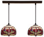 Casa Padrino Luxus Tiffany Doppel H�ngeleuchte Libelle Mehrfarbig 50 x 20 x H. 130 cm - Tiffany H�ngelampe mit handgefertigten Glas Lampenschirmen - Luxus Tiffany Leuchten 