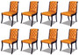 Casa Padrino Luxus Chesterfield Leder Esszimmer Stuhl 8er Set Orange / Dunkelbraun 50 x 47 x H. 95 cm - Chesterfield Echtleder K�chenst�hle - Chesterfield M�bel - Leder M�bel - Luxus M�bel