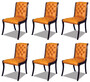 Casa Padrino Luxus Chesterfield Leder Esszimmer Stuhl 6er Set Orange / Dunkelbraun 50 x 47 x H. 95 cm - Chesterfield Echtleder K�chenst�hle - Chesterfield M�bel - Leder M�bel - Luxus M�bel