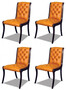 Casa Padrino Luxus Chesterfield Leder Esszimmer Stuhl 4er Set Orange / Dunkelbraun 50 x 47 x H. 95 cm - Chesterfield Echtleder K�chenst�hle - Chesterfield M�bel - Leder M�bel - Luxus M�bel