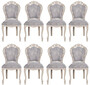 Casa Padrino Luxus Barock Esszimmer Stuhl 8er Set Grau / Hochglanz Beige 49,5 x 57 x H. 102,5 cm - Barockstil K�chen St�hle - Prunkvolle Luxus Esszimmer M�bel im Barockstil - Edel & Prunkvoll