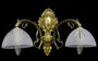 Casa Padrino Luxus Barock Doppel Wandleuchte Gold / Wei� 45 x 25 cm - Barockstil Metall Wandlampe mit Glas Lampenschirmen - Barock Leuchten - Edel & Prunkvoll 