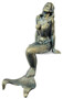 Casa Padrino Jugendstil Garten Deko Skulptur Meerjungfrau Gold / Blau 20,4 x 32 x H. 40,5 cm - Elegante Garten Deko Gusseisen Figur - Barock & Jugendstil Garten Deko Accessoires 