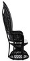 Casa Padrino Luxus Rattan Sessel Schwarz / Wei� 106 x 71 x H. 148 cm - Vintage Stil Rattan Sessel mit Sitzkissen - Vintage Stil Rattan M�bel - Garten & Terrassen M�bel