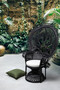 Casa Padrino Luxus Rattan Sessel Schwarz / Wei� 106 x 71 x H. 148 cm - Vintage Stil Rattan Sessel mit Sitzkissen - Vintage Stil Rattan M�bel - Garten & Terrassen M�bel