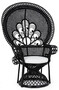 Casa Padrino Luxus Rattan Sessel Schwarz / Wei� 106 x 71 x H. 148 cm - Vintage Stil Rattan Sessel mit Sitzkissen - Vintage Stil Rattan M�bel - Garten & Terrassen M�bel