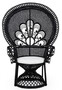 Casa Padrino Luxus Rattan Sessel Schwarz / Wei� 106 x 71 x H. 148 cm - Vintage Stil Rattan Sessel mit Sitzkissen - Vintage Stil Rattan M�bel - Garten & Terrassen M�bel