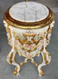 Casa Padrino Barock S�ule mit Marmorplatte Wei� / Rosa / Gold - Prunkvoller Antik Stil Massivholz Blumentisch - Wohnzimmer M�bel im Barockstil - Antik Stil M�bel - Barock M�bel
