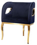 Casa Padrino Luxus Samt Sessel Blau / Gold 78 x 55 x H. 59 cm - Wohnzimmer Sessel - Hotel Sessel - Wohnzimmer M�bel - Luxus M�bel - Wohnzimmer Einrichtung - Luxus Einrichtung - M�bel Luxus