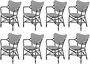 Casa Padrino Luxus Esszimmer Stuhl 8er Set mit Armlehnen Wei� / Schwarz 63 x 54 x H. 87 cm - Luxus Rattan Garten St�hle - Esszimmer M�bel - Garten M�bel - Rattan M�bel - Luxus M�bel