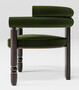 Casa Padrino Luxus Samt Esszimmer Stuhl mit Armlehnen Gr�n / Dunkelbraun / Messing 69 x 63 x H. 72 cm - K�chen Stuhl mit edlem Samtstoff - Esszimmer M�bel - Luxus M�bel