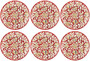 Casa Padrino Luxus Keramik Teller 6er Set Rot / Mehrfarbig  40 cm - Handgefertigte & handbemalte Essteller mit Blumendesign - Hotel & Restaurant Accessoires - Luxus Qualit�t - Made in Italy
