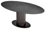 Casa Padrino Luxus Esstisch Schwarz / Bronze 200 x 119 x H. 78,5 cm - Ovaler K�chentisch mit Keramik Tischplatte in Marmoroptik - Esszimmer M�bel - K�chen M�bel - Luxus M�bel - Luxus Qualit�t