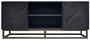 Casa Padrino Luxus Massivholz TV Schrank Schwarz / Messing 160 x 43 x H. 60 cm - Rustikales Eichenholz Wohnzimmer Sideboard mit 2 T�ren - Rustikale Luxus Massivholz Wohnzimmer M�bel