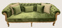 Casa Padrino Luxus Barock Chesterfield Samt Sofa Gr�n / Naturfarben - Prunkvolles Wohnzimmer Sofa - Barockstil Wohnzimmer M�bel - Luxus M�bel im Barockstil - Barock Einrichtung - Edel & Prunkvoll 