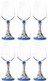 Casa Padrino Luxus Keramik Weinglas 6er Set Blau / Mehrfarbig H. 23,5 cm - Handgefertigte & handbemalte Weingl�ser - Hotel & Restaurant Accessoires - Luxus Qualit�t - Made in Italy