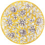 Casa Padrino Luxus Keramik Teller 6er Set Gelb / Mehrfarbig  40 cm - Handgefertigte & handbemalte Essteller mit Blumendesign - Hotel & Restaurant Accessoires - Luxus Qualit�t - Made in Italy
