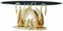 Casa Padrino Luxus Barock Esstisch mit Glasplatte Elfenbein / Gold 190 cm - Made in Italy 