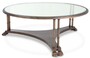 Casa Padrino Luxus Barock Couchtisch mit Glasplatte Bronze  96 x H. 36,5 cm