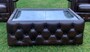 Casa Padrino Luxus Chesterfield Echtleder Couchtisch mit Glasplatte Schwarz