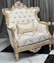 Casa Padrino Luxus Barock Wohnzimmer Sessel Creme / Wei� / Gold - Barock Wohnzimmer M�bel