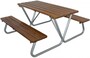 Casa Padrino Picknicktisch mit integrierten Sitzb�nken Dunkelbraun / Silber 180 cm - Picknick M�bel 