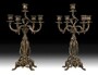 Casa Padrino Luxus Barock Bronze Kerzenhalter Set  22 x H. 45 cm - Barock Interior 