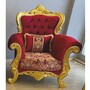 Casa Padrino Luxus Barock Sessel mit Glitzersteinen Bordeauxrot / Gold - Luxus Barockstil M�bel
