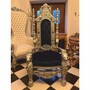 Casa Padrino Luxus Barock Thron Sessel mit Glitzersteinen Dunkelblau / Silber - Barock M�bel